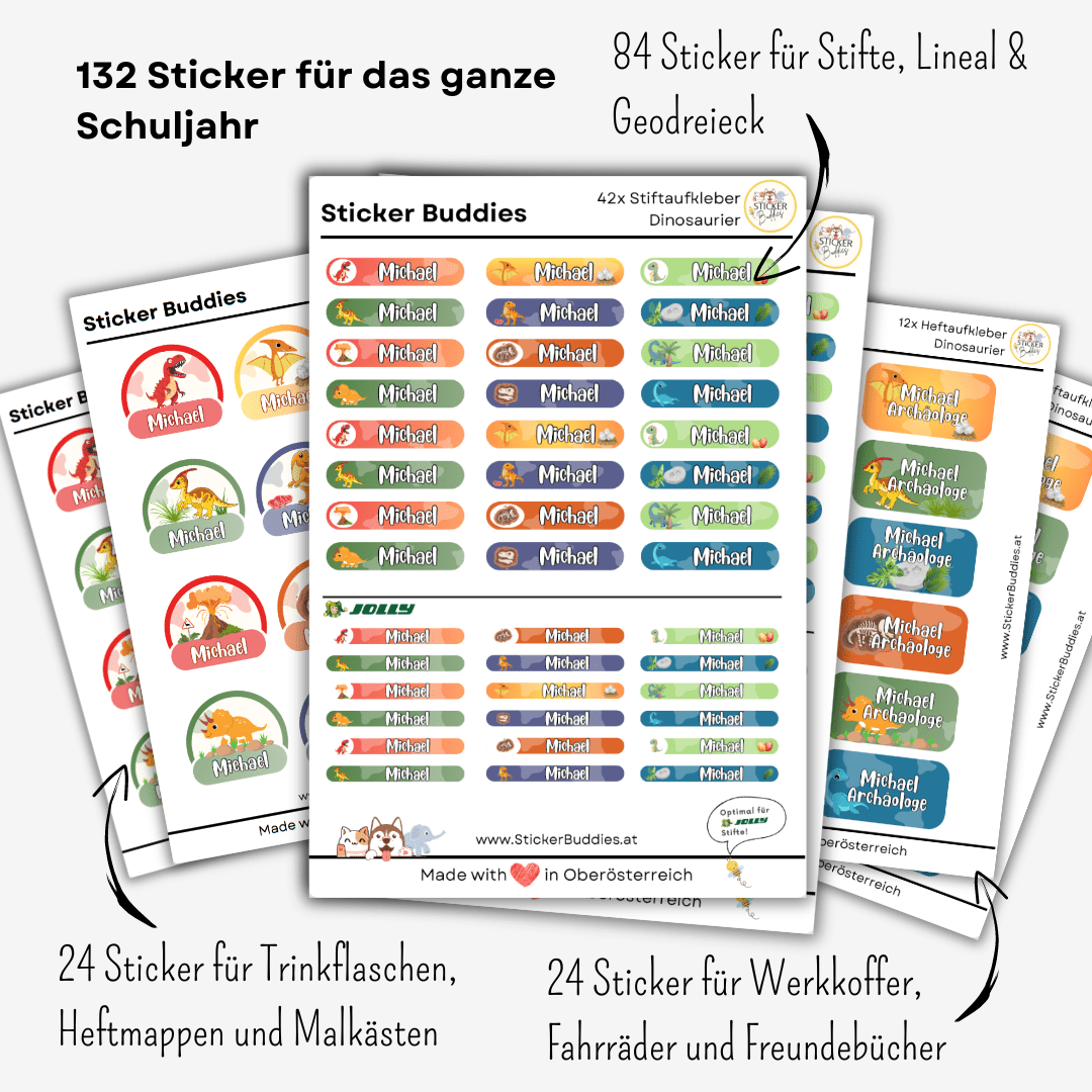 AUFKLEBER - KINDER Namensaufkleber A4-Bogen 69 Stück In