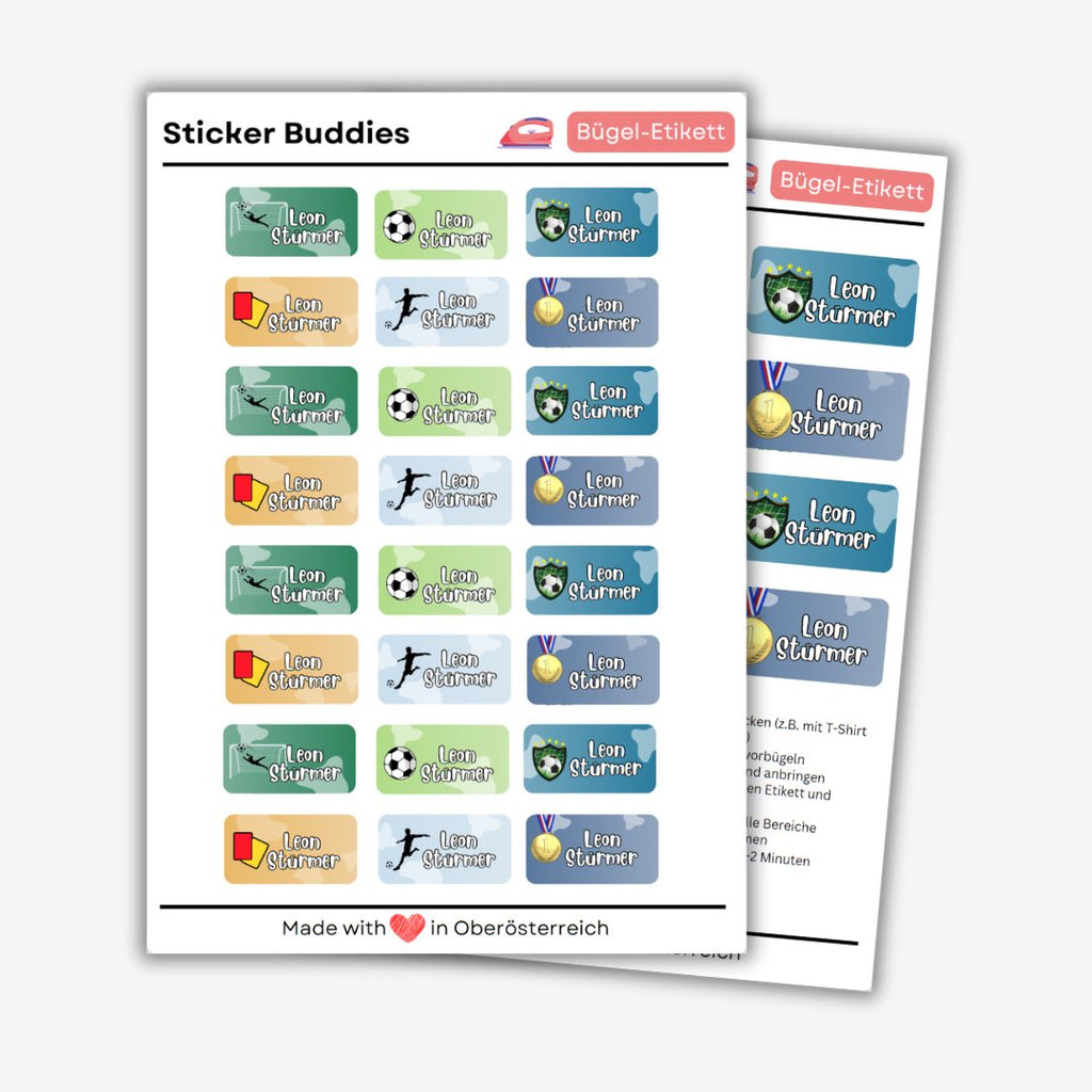 Personalisierte Bügeletiketten für Kinder Kleidung (waschmaschinenfest) - 36 Etiketten - Sticker Buddies