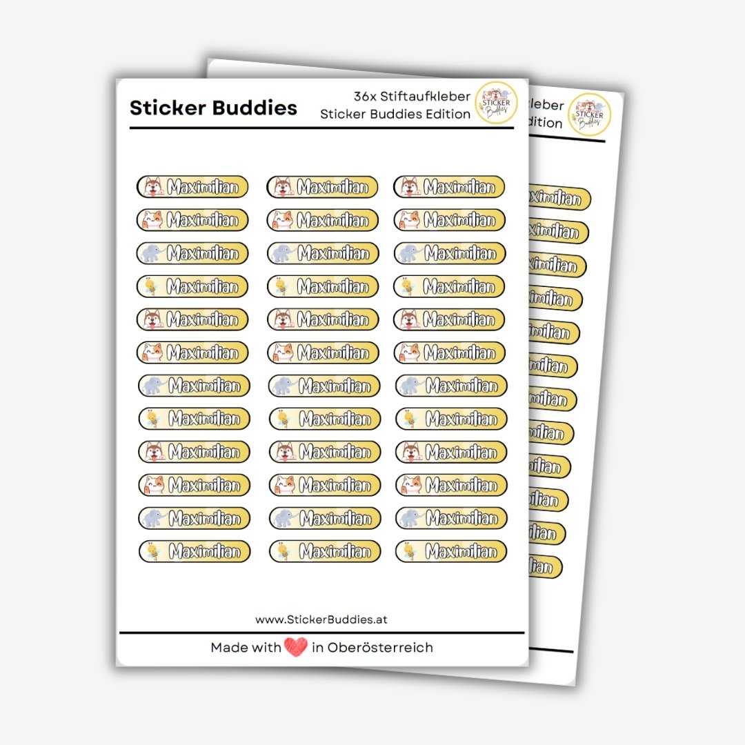 Personalisierte Namenssticker für Stifte - 72 Stiftaufkleber – Sticker  Buddies